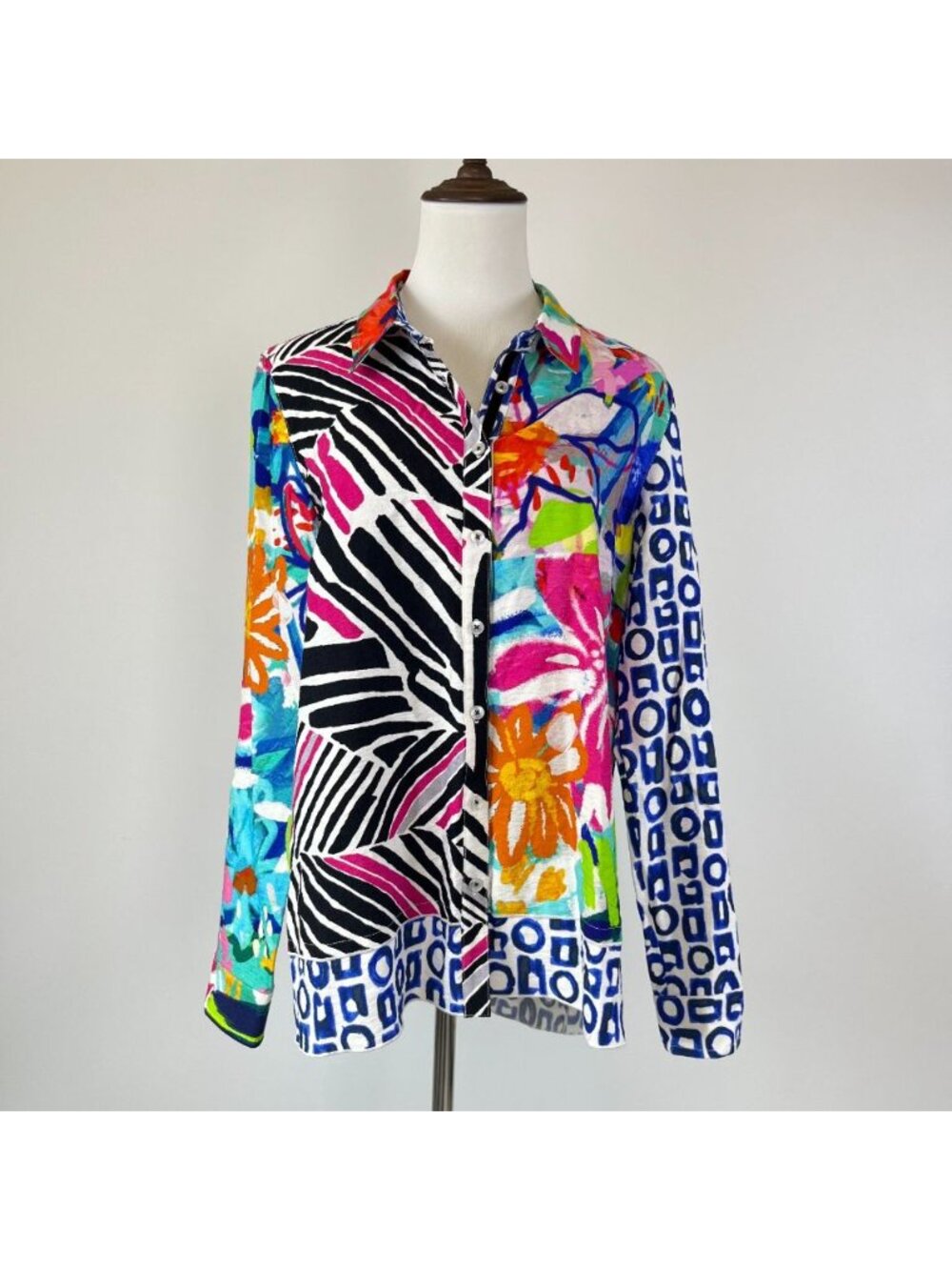 NWOT Coldwater Creek Multicolor Rayon Blend Long-Sleeved Blouse Shirt Size S - Picture 2 of 13